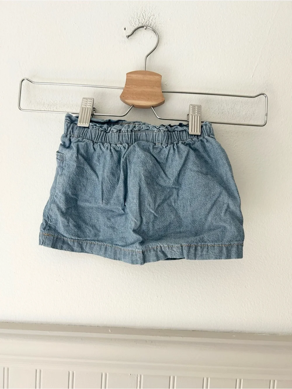 Carter's 9 Months Light Blue Denim Skirt with Pink Bow Accent